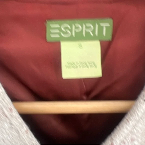 Vintage Esprit Wool Rayon Blend Vest Wooden Buttons Flecked Tan Brown Lined S - Picture 3 of 5